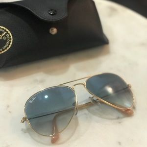 Ray ban aviators in blue/gold gradient 58mm